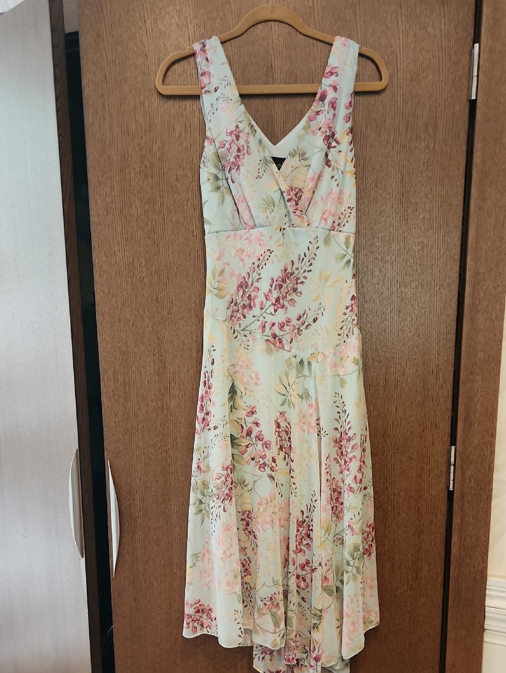 Pastel Mint Dress with Pink Floral Print